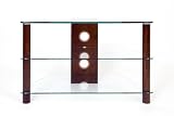 Demagio DM021-Wood - Clear Glass and 3-Wood Column Stand for LCD and Plasma TV - 800mm Wide, Recommended for Screen Sizes up to 32"