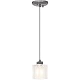 Astor Pendant with Frosted Crystal Glass in Brushed Steel