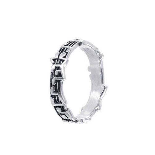 925 Sterling Silver Musical Notes 5mm Band