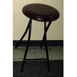Safety Lock Bar Stool - Folding Seat (Black) (24H x 14Diam)