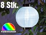 Lunartec LED-Solar-Laterne mit weißem Licht & Farbwechlser, 8er-Set