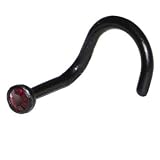 Black BIOPLAST Ruby SWAROVSKI Nose Screw Ring