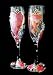 Valentine Treasure Design - Hand Painted - Matching Set of Toasting Flutes - 6 oz.