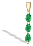 14K Yellow Gold Genuine Pear Emerald 3-Stone Pendant