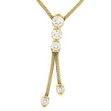 Ladies Lariat Style Nake Chain Necklace with Bar Set Round Diamonds Diamond .75cttw