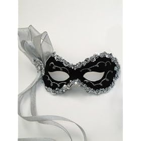 Black Silver Angelina Eye Mask Marti Gras Womens Accessories Costume Halloween