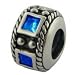 Authentic Biagi CZ Birthstone Ring Bead Charm - September Sapphire CZ - .925 Sterling Silver - fits Pandora, Chamilia, Troll