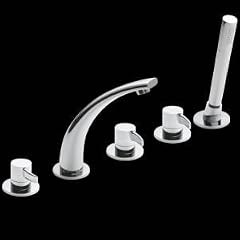 Hudson Reed Wannenarmatur mit Handbrause und Wanneneinlauf - Grace - Chrom Armatur - 5-Loch Badewannen Armaturen - modernes Design