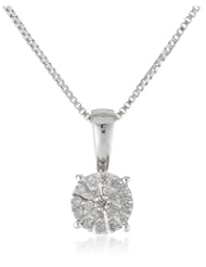 Sterling Silver and 14K White Gold Diamond Pendant Necklace (1/10 cttw, H-I Color, I2-I3 Clarity), 18"