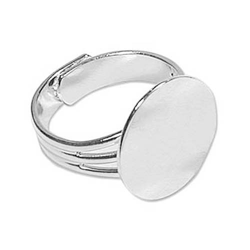 4-PieceSilverPlatedAdjustableRingwith16mmPadforGluing