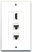 RiteAV - 1 HDMI and 2 Cat5e Ethernet Port Female Decorative Wall Plate - White