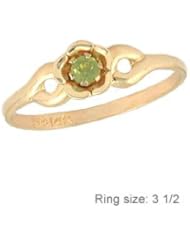 3 1/2 Children 14K Gold Flower Shape August Birthstone Ring - Peridot