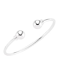 Childrens Sterling Silver Anti-Tarnish Torque Bangle - S00286 - Width 2mm - Diameter 47mm - Ball Diameter 8mm