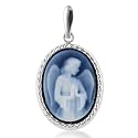 14K White Gold Angel Cameo Pendant - 3/4" x 1/2"