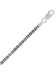 Sterling Silver Italian Round BOX Chain Necklace 2.5 mm Diamond Cut Accent 2-tone Black Rhodium Nickel Free, sizes 20 & 24 inch