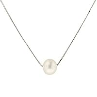 14k White Gold Freshwater Cultured Single Pearl Pendant (8mm), 18