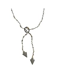 T.R.U. Double Pewter Lariat Multifunctional Arrowhead Necklace Silver Tone