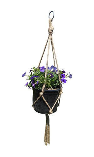 Plant Hanger 4 Leg 36 Inch Natural Jute Extra Strength Indoor Outdoor Plants Hanging Baskets Manufactured By Jute Crafter 4L-36
