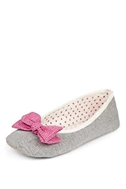 Striped Bow Ballerina Slippers