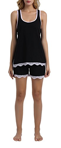 Chamllymers Women's Soft Sleeveless Pajama Set Racerback Vest Stretch Shorts S-2XL
