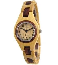 Tense Solid Maple & Sandalwood Round Ladies Bracelet Watch Hypo-Allergenic L7509MS