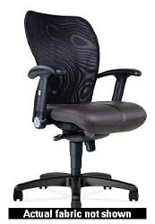 Via Voss Mesh Chair, Mid Back, Large Seat, w/ Arms (Black Fabric)
