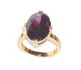 Ladies CZ Amethyst 16mm BLING RING Sz 7 24KGL Gold Layered LIFETIME WARRANTY