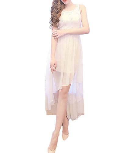 (ディーコッテ)D'Kotte レディース 春 夏 ワンピース ドレス ロング マキシ シフォン ボヘミアン ノースリーブ エレガント ホワイト neaa270