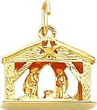 14K Yellow Gold 3D Nativity Charm