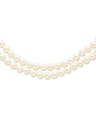 14k Polished 6-6.5mm White Cultured Pearl 2-Strand Necklace