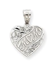 14k Gold WG Mom Heart Pendant