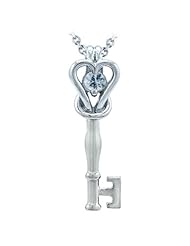 Sterling Silver and Aquamarine Love Knot Key Pendant