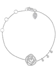 Meira T Solid 14K White Gold Pave Set Rose and Bezel Set Diamond Accents Chain Bracelet