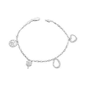 14K White Gold 1 4 ct. Diamond Charm Bracelet by Katarina Jewelry