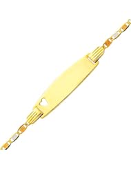 14K 3 Tri-color Gold 2.0mm Baby Heart ID Valentino Bracelet with Spring Ring Clasp and 1" Extension - 5"+1" Inches