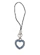 Cell Phone Charm - C4 - Strap Style - Heart set with Crystals ~ Light Sapphire (Blue)