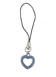 Cell Phone Charm - C4 - Strap Style - Heart set with Crystals ~ Light Sapphire (Blue)