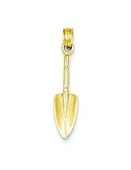14K Gold 3D Trowel Charm Gardening Tool Garden Pendant