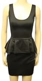 Ladies Back Zip Peplum Short Bodycon Frill Womens Sleeveless Vest Dress Sizes 8 - 14