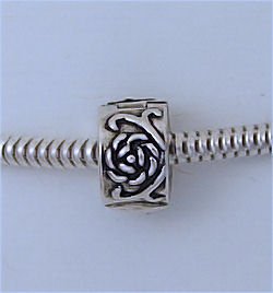 ROSE Flower Clip Lock Stopper Antiqued Silver