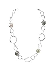 Majorica Jewelry 17" Baroque Pearl Silver Chain Necklace