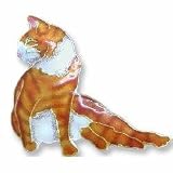 Patched Tabby Kitty Sterling Silver and Enamel Pin