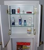 Recessed Solid Wood Bathroom (MPU-6) In the Wall Trash Can, Magazine Rack, Medicine Cabinet, Multipurpose Unit, Enamel Finish, Uses Standard Small Garbage Bags