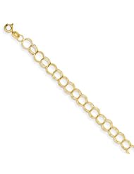 14k Yellow Gold 7in Solid Triple Link Charm Bracelet. Metal Wt- 2.23g