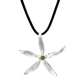 Premiere Collection: Audrey's Genuine Peridot Flower Statement Necklace - Sterling Silver