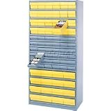Closed Steel Shelving Unit With Plastic Drawers
