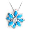 Sterling Silver Pendants with Clear CZ/Synthetic Turquoise
