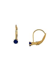 Blue Zircon Earrings - December Birthstone - in 14kt Yellow Gold - Lever Back