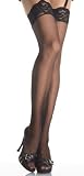 Sheer Thigh High Stockings With Lace Top