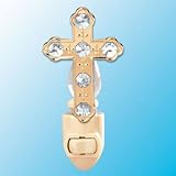 24k Gold Cross Night Light - Clear Swarovski Crystal